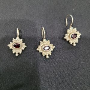Artisan Silver and Deep Red Earrings